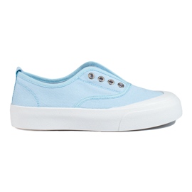 Sneaker senza lacci con plateau di colore blu di Shelovet