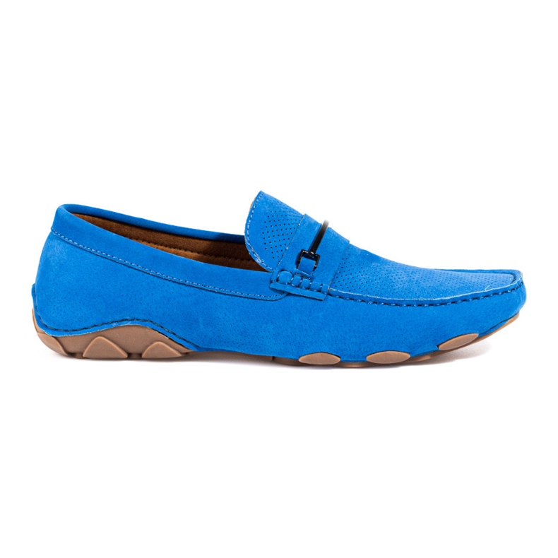 Mocassini da uomo in camoscio blu di Shelovet