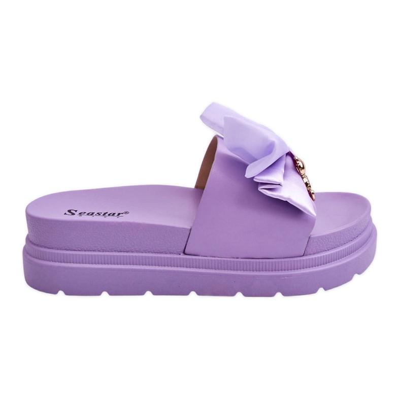 PE1 Pantofole Con Fiocco E Teddy Decorativo Viola Suzy