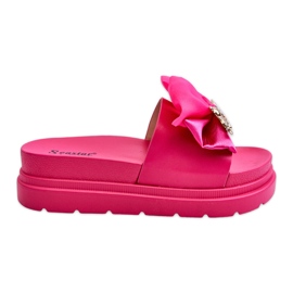 PE1 Pantofole Con Fiocco E Orsetto Decorativo Fucsia Suzy rosa