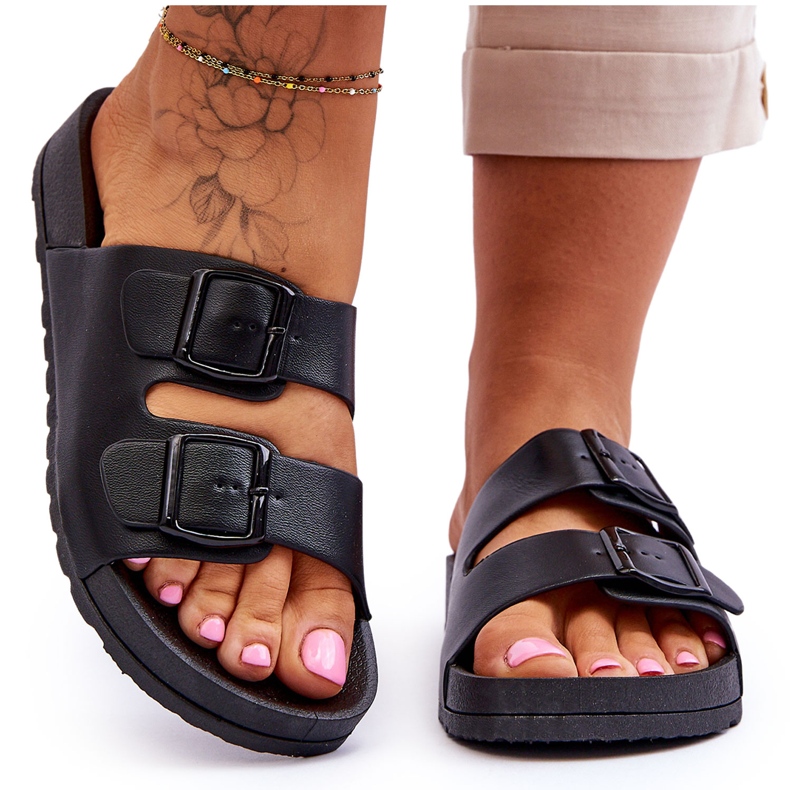 Pantofole con plateau da donna nere Vertigo nero