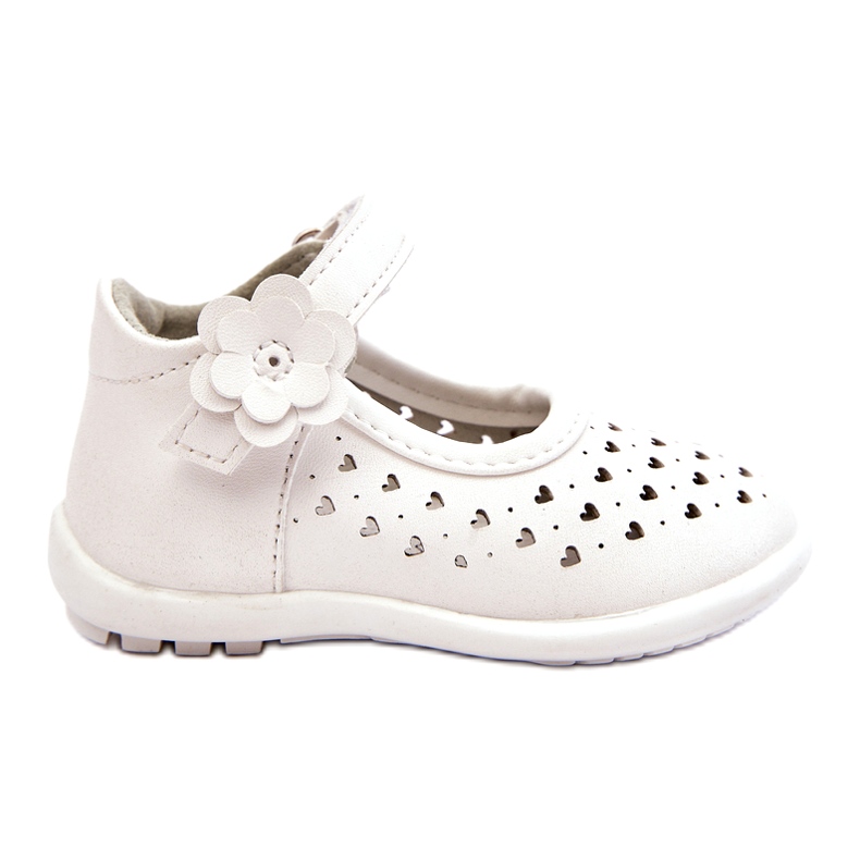 PA1 Ballerine alte traforate per bambini con velcro White Jianna bianca