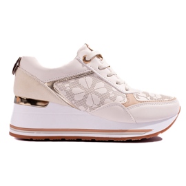 Sneakers con zeppa Shelovet beige da donna