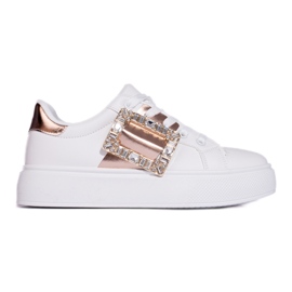 Sneakers bianche da donna con inserto Shelovet dorato bianca