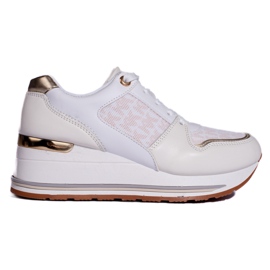 Sneakers da donna Shelovet color crema con zeppa beige
