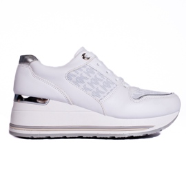 Sneakers con zeppa da donna Shelovet bianche bianco