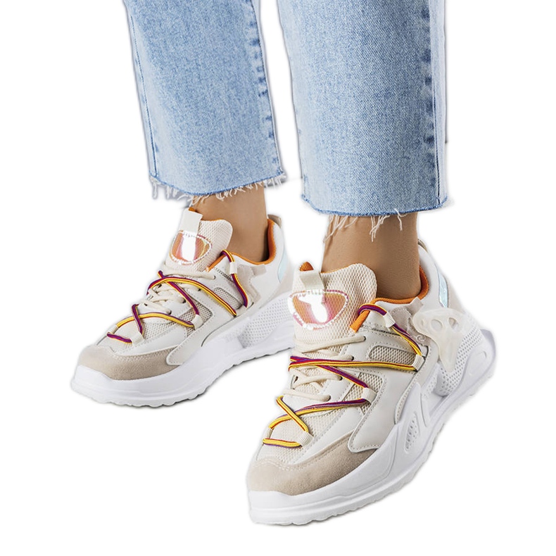 Sneakers beige in tessuto misto di Traci