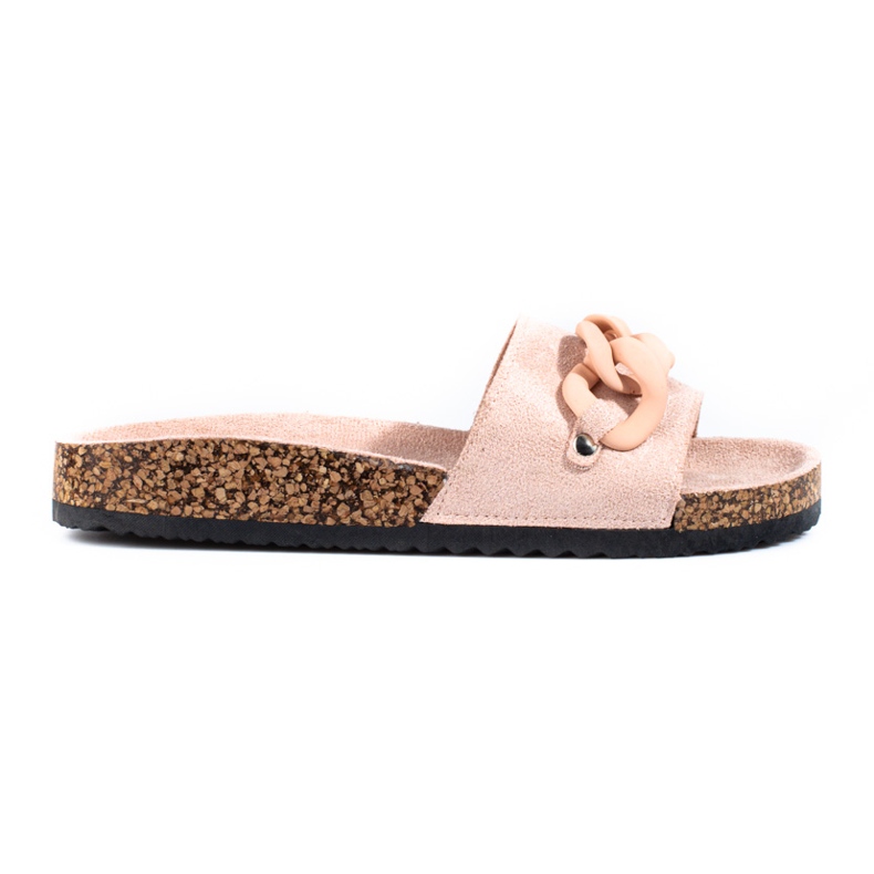 W. Potocki Pantofole da donna in camoscio con catena Potocki rosa