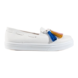 Slip-on Shelovet in camoscio bianco con frange