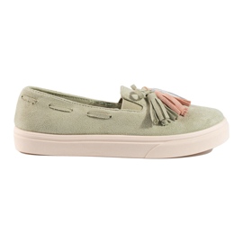 Slip On con frange in camoscio verde Shelovet