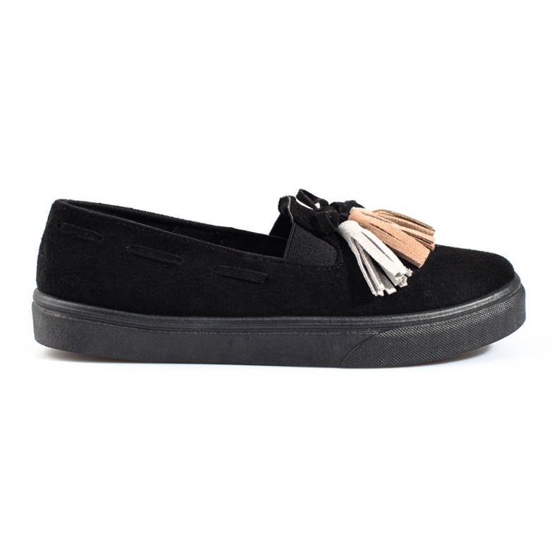 Slip-on Shelovet in camoscio nero con frange