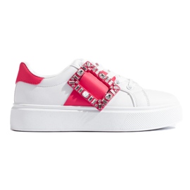 Sneakers bianche da donna con inserto rosa Shelovet bianco