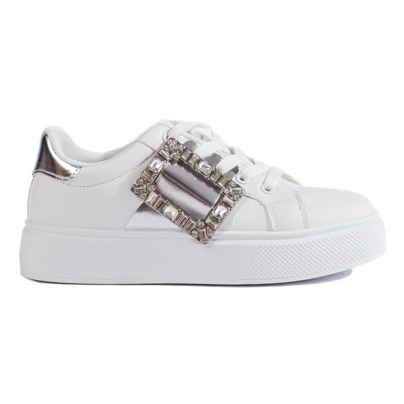 Sneakers bianche da donna con inserto Shelovet argento bianca