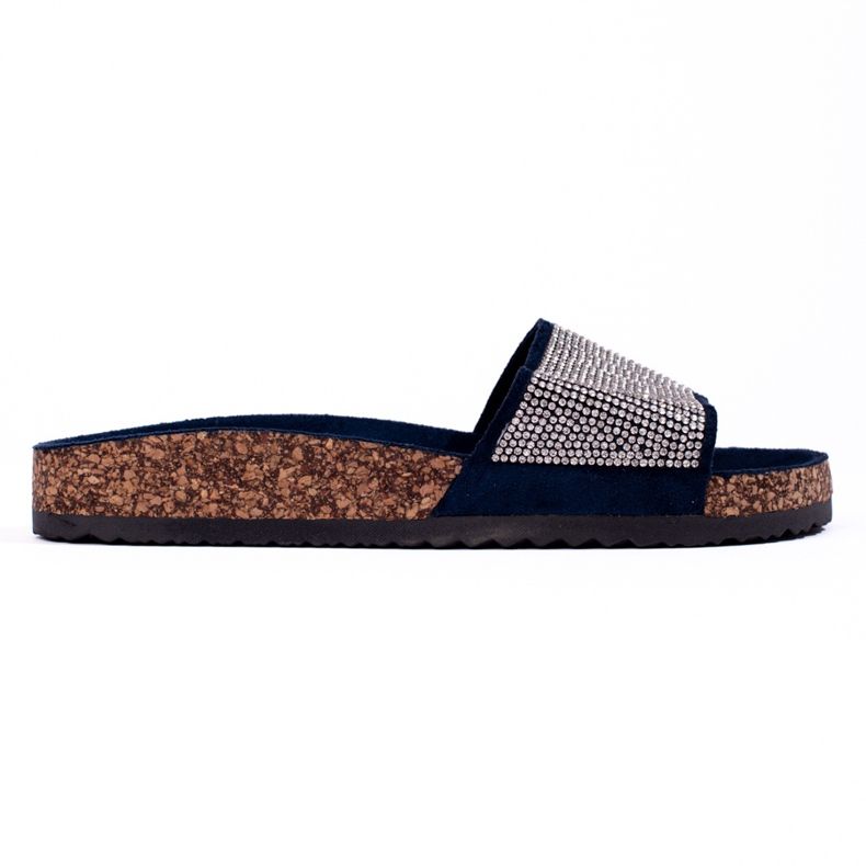 Infradito Shelovet in sughero blu navy con zirconi