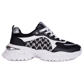 Sneakers da donna su suola spessa Shelovet in bianco e nero
