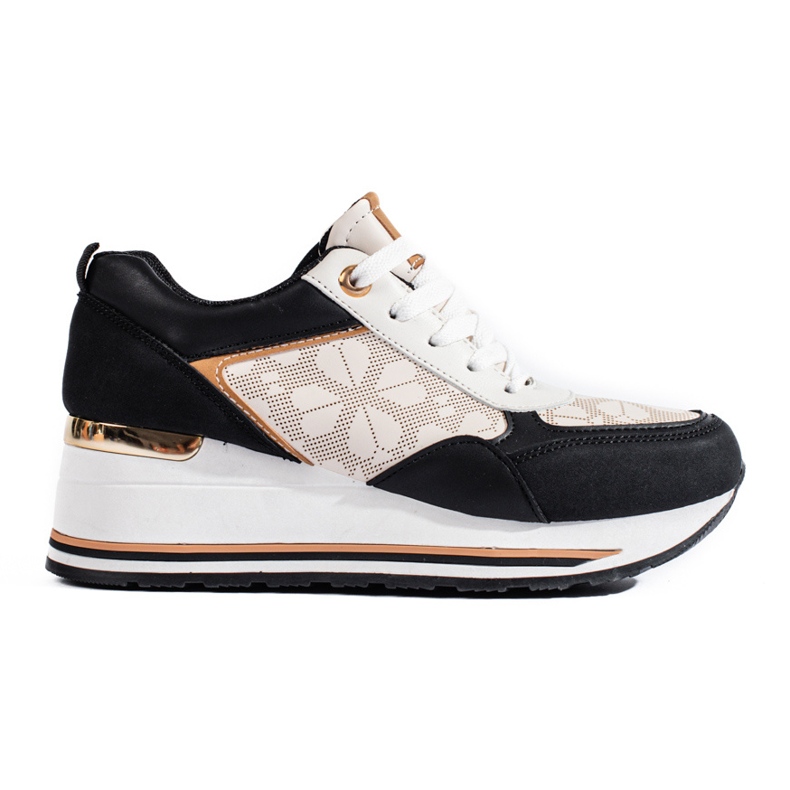 Sneakers da donna con zeppa Shelovet nere e beige nero