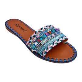 Pantofole impreziosite blu Bellisa da donna