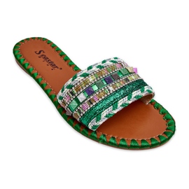 Pantofole Bellisa verdi decorate da donna verde