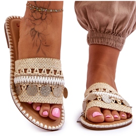 PS1 Pantofole Intrecciate Abbellite Da Donna Beige Millano