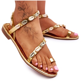 Sandali da donna con conchiglie decorative Golden Verdem d'oro