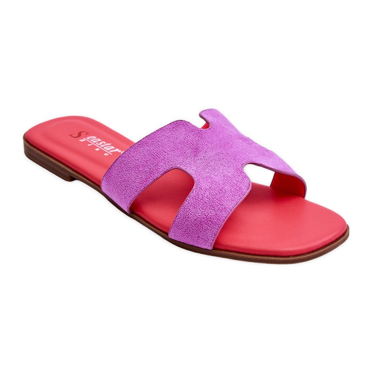 PS1 Pantofole Classiche Da Donna In Pelle Scamosciata Viola Evana