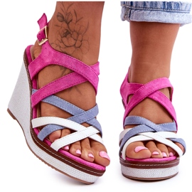 PS1 Sandali con zeppa con cinturini fucsia Ellen rosa