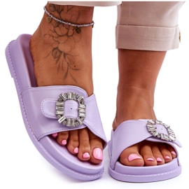Ciabatte da donna con plateau e decorazioni viola Beneca