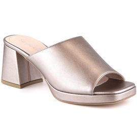 Pantofole da donna Sergio Leone KL322 platino su palo con elastico argento