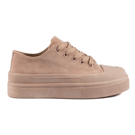 Sneakers alte in camoscio con plateau in Shelovet beige