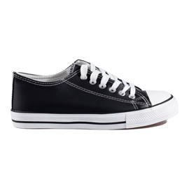 Classica sneaker nera Shelovet in ecopelle nero