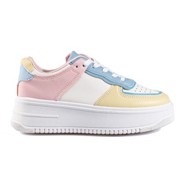 Sneakers multicolore su spessa piattaforma Shelovet rosa