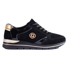 Shelovet scarpe sportive in pelle nera nero