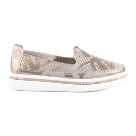 Scarpe traforate Shelovet in pelle oro d'oro
