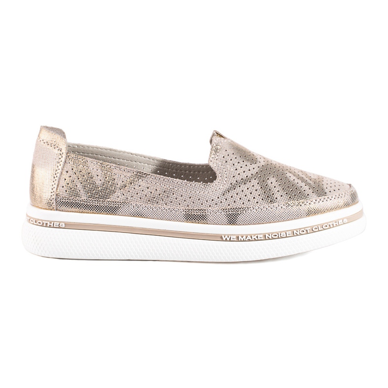 Scarpe traforate Shelovet in pelle oro d'oro