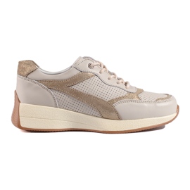 Sneakers beige in pelle sulla piattaforma Shelovet