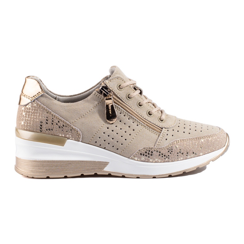Sneakers con zeppa Shelovet in pelle beige