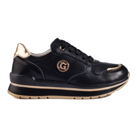 Sneakers in pelle nera sulla piattaforma Shelovet nero