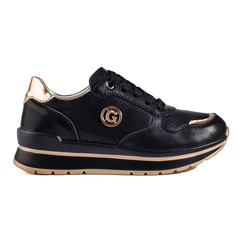 Sneakers in pelle nera sulla piattaforma Shelovet nero