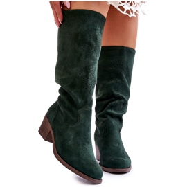 Stivali da donna in camoscio traforato verde Enriss