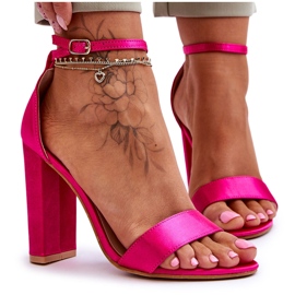 Sandali con tacco alto in raso Linsy fucsia rosa