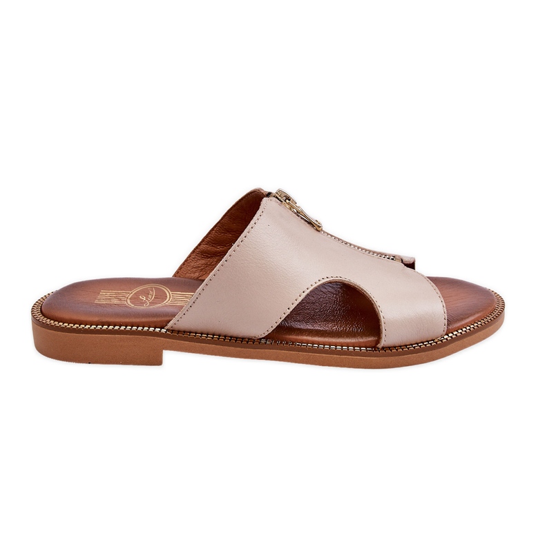 Lemar Ciabatte Donna Con Cerniera Decorativa Beige Clarence