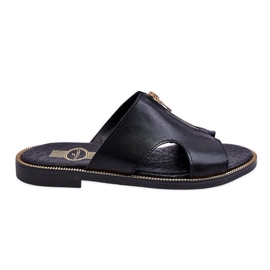 Lemar Pantofole da donna con cerniera decorativa Black Clarence nero