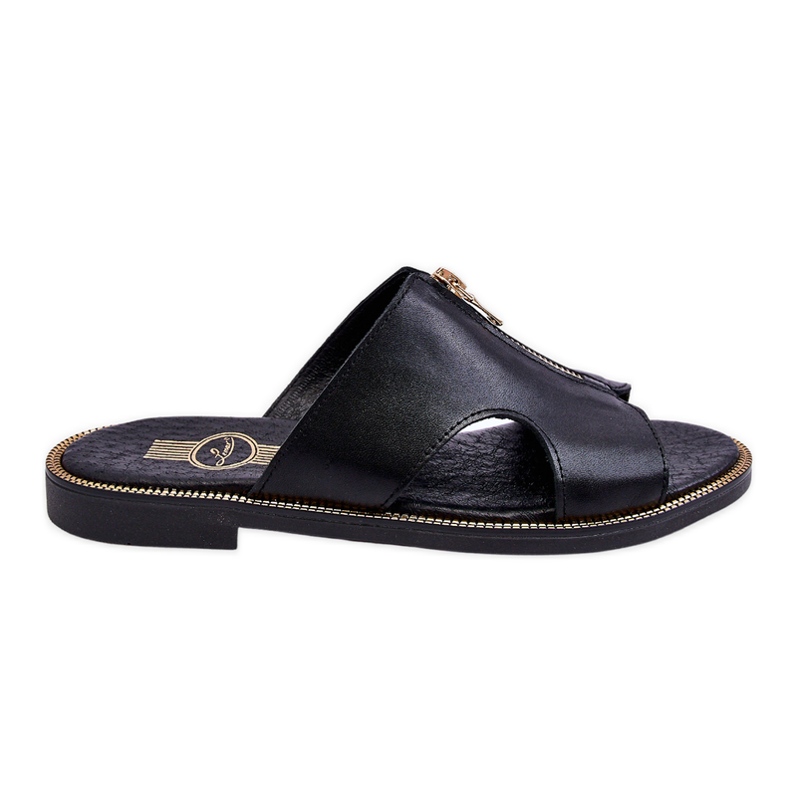 Lemar Pantofole da donna con cerniera decorativa Black Clarence nero
