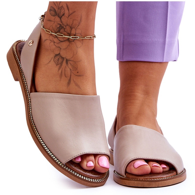 Lemar Sandali Slip On Alivia In Pelle Beige