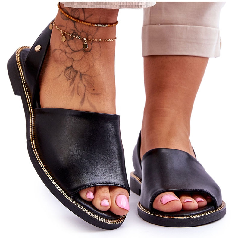 Lemar Sandali Slip On Alivia in pelle nera nero