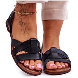 Zazoo Comodi sandali slip-on in pelle Kayla nera nero