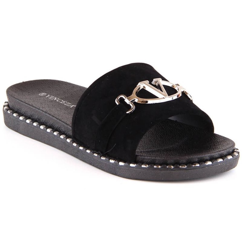 Vinceza W 30183 pantofole nere con decoro nero