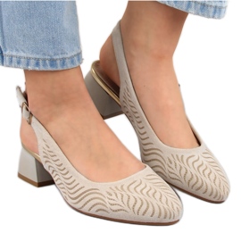 Sandali con tacco da donna in camoscio beige Jezzi RMR2263-4