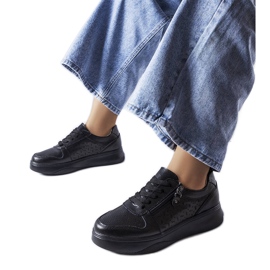 Scarpe in pelle nera decorate con cerniera Jezzi nero