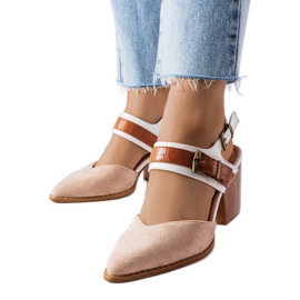Décolleté con tacco a spillo beige di Hardouin